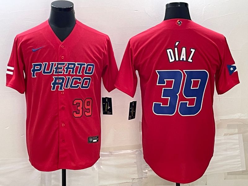 Men 2023 World Cub #39 Diaz Red Nike MLB Jersey3